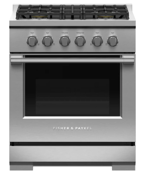 Fisher Paykel 30" Series 7 Professional 4 Burner Gas Range, Natural Gas Stainless Steel - RGV3304N