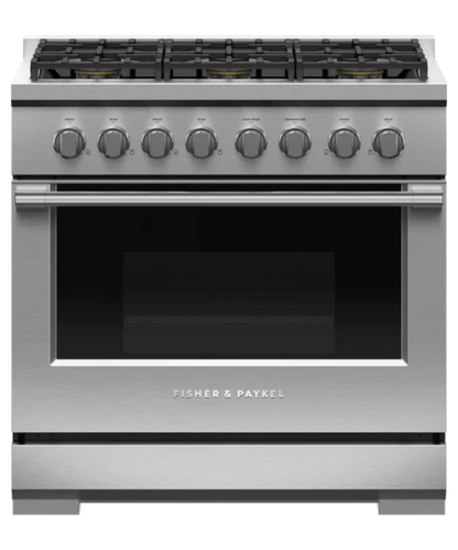 Fisher Paykel 36" Series 7 Professional 6 Burner Gas Range, Natural Gas Stainless Steel - RGV3366N