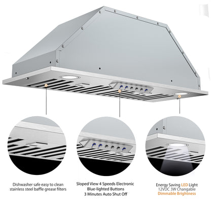 RH-BQ-DTLS Range Hood Insert - Ductless - 600 CFM - 6" Round Top Vent