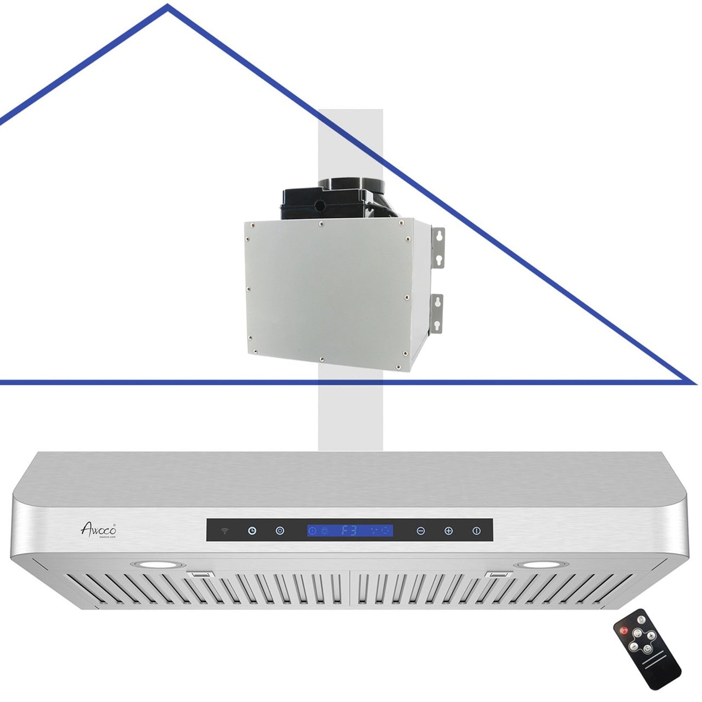 AWOCO RH-SP06-RR Quiet Split Range Hood - Rectangular Rear Vent - RH-SP06-RR30