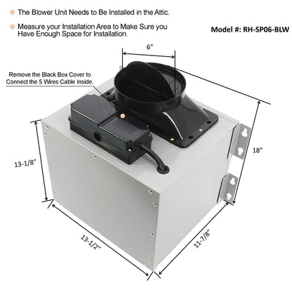 AWOCO RH-SP06-RR Quiet Split Range Hood - Rectangular Rear Vent - RH-SP06-RR30