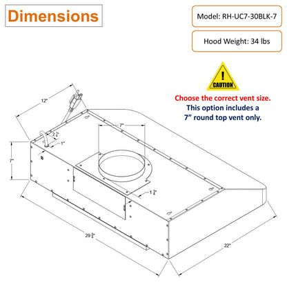 AWOCO RH-UC7-30 Under Cabinet Range Hood Black Stainless Steel Gesture - RH-UC7-30BLK-6