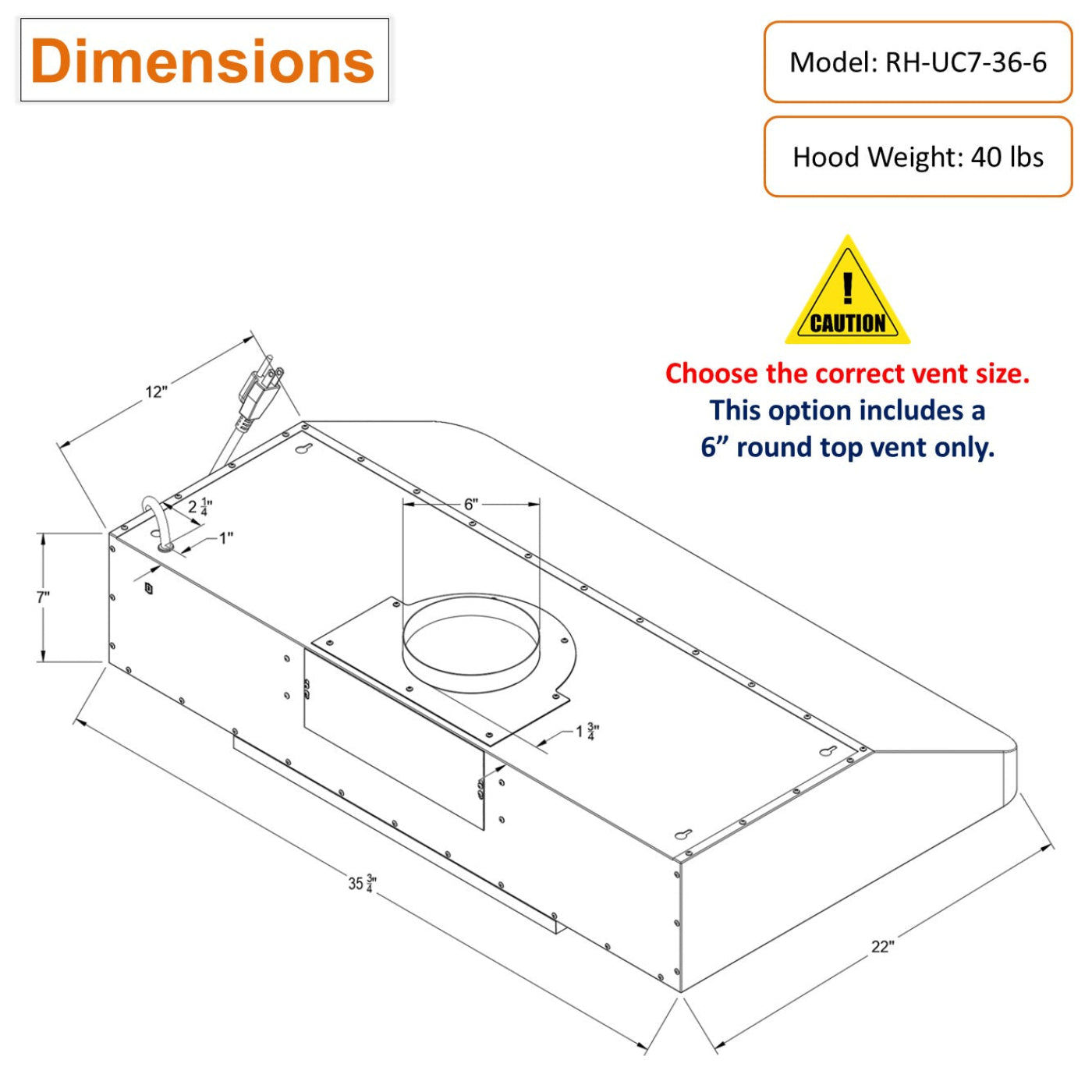 AWOCO RH-UC7-36 Under Cabinet Range Hood Stainless Steel Gesture Control - RH-UC7-36-6