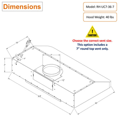 AWOCO RH-UC7-36 Under Cabinet Range Hood Stainless Steel Gesture Control - RH-UC7-36-6