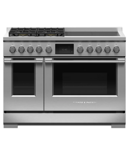 Fisher Paykel 48" Series 11 Professional 4 Burner + 4 Zone Hybrid Self-Cleaning Range, NG Stainless Steel - RHV3484N