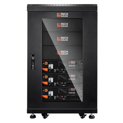 Rich Solar Battery Server Rack for ALPHA 5 PRO | 6-Slot Enclosed Battery Cabinet | Includes Wheels & 600A Bus Bar Covers | Pre-assembled - RS-SRA5P