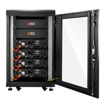 Rich Solar Battery Server Rack for ALPHA 5 PRO | 6-Slot Enclosed Battery Cabinet | Includes Wheels & 600A Bus Bar Covers | Pre-assembled - RS-SRA5P