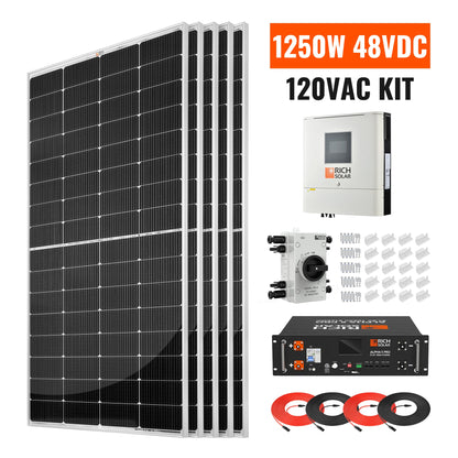 Rich Solar 1250W 48VDC-120VAC Solar Kit - RS-CBK1250