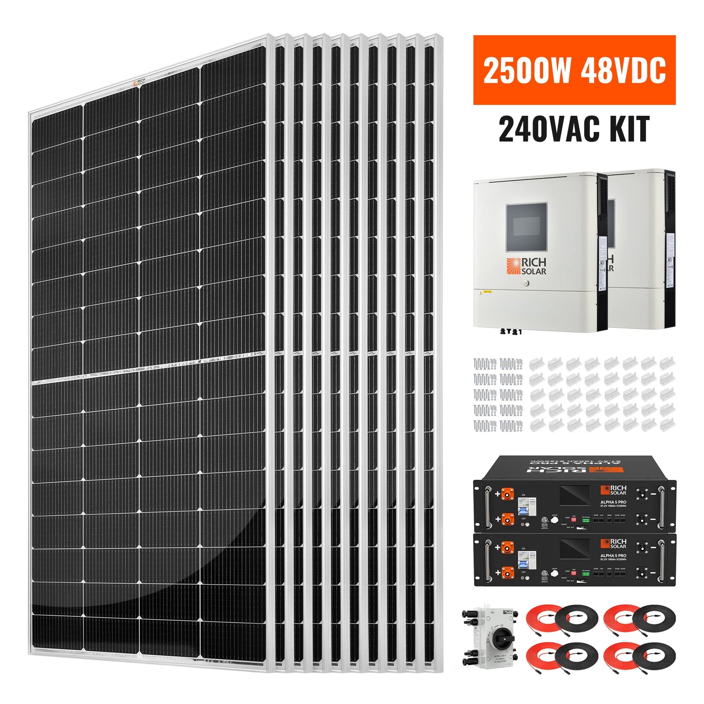 Rich Solar 2500W 48VDC-240VAC Solar Kit - RS-CBK2500240