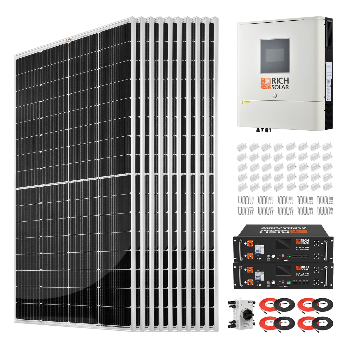 Rich Solar 2500W 48VDC-120VAC Solar Kit - RS-CBK2500