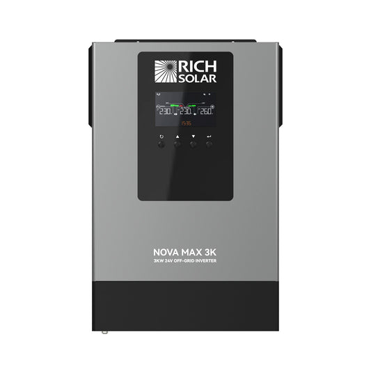 Rich Solar MAX 3K 2026 | 24V 3000W Off-Grid Hybrid Inverter | Pure Sine Wave Power for RVs, Campers, Vans, Trailers, Boats & Off-Grid Systems - RS-H3024X