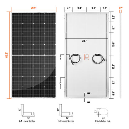 Rich Solar 250 PRO | 250 Watt 24 Volt Solar Panel | Premium 24V Off-Grid Solar Panel for Campers, Tiny Homes, Cabins  - RS-M250P