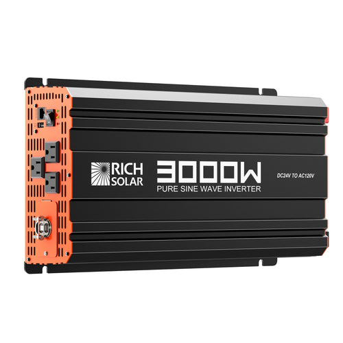 Rich Solar PURE MAX 3K | 3000 Watt (3kW) 24 Volt Industrial Pure Sine Wave Inverter | Premier 3000W 24V Off-Grid Inverter for RVs, Trailers, Campers, Vans, Trucks, Overlanders, Boats | #1 Ranked 24V Pure Sine Wave Inverter - RS-V3P24