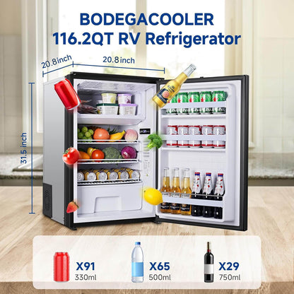 BODEGACOOLER 2025 RV Refrigerator Freezer 5°F-32℉ 110L