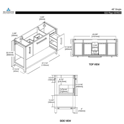 Blossom Riga 48 Inch Bathroom Vanity – Single Sink - V8022 48 01S
