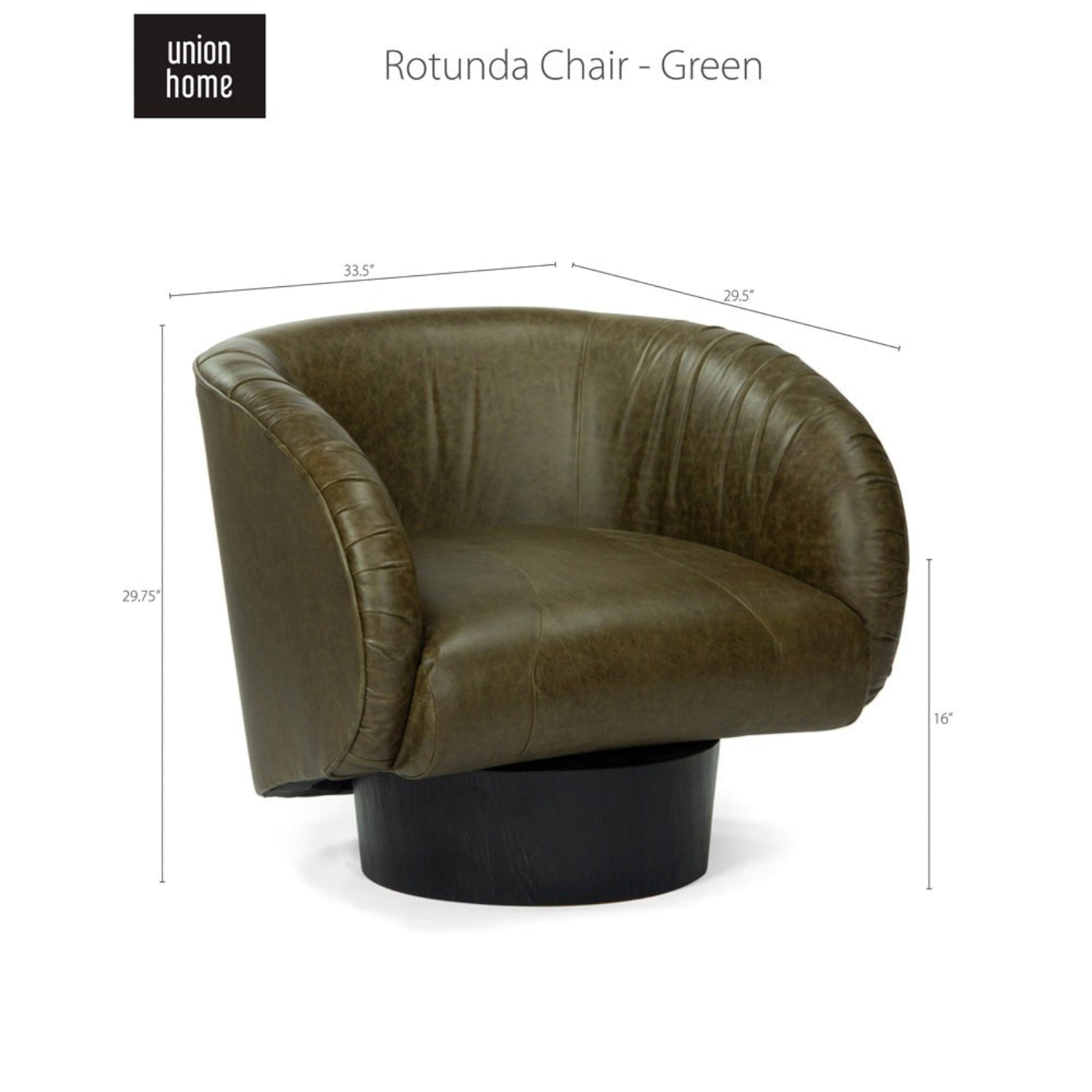 Union Home Rotunda Chair - Green Leather -  LVR00677