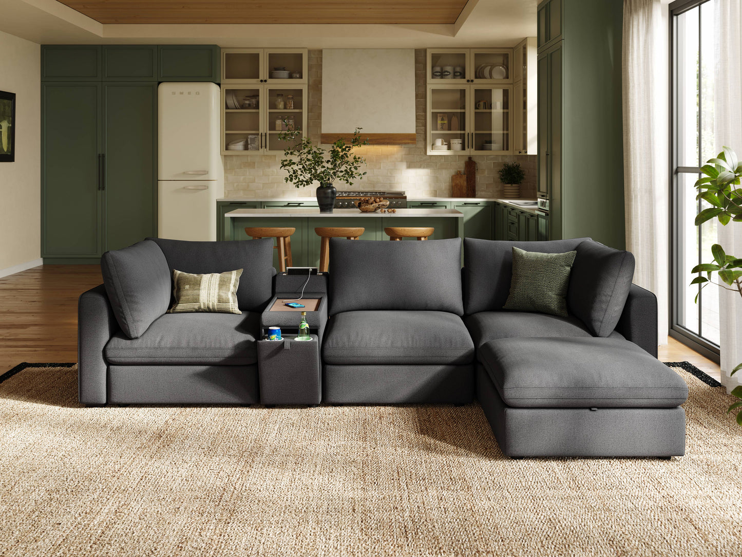 LINSY HOME RUBIK V 3 Seats with Ottoman & Console - S500-01X-3120-1F1