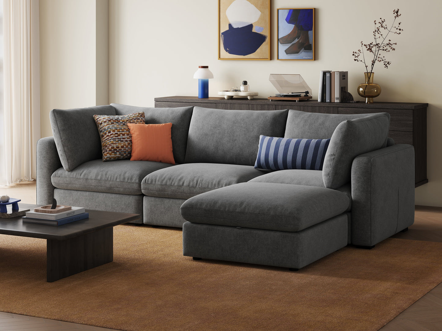 LINSY HOME RUBIK V 3 Seats with Ottoman - S500-01X-3120-1-US-SPF-Sofa-0