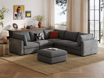 LINSY HOME RUBIK V 4 Seats with Corner & Ottoman - S500-01X-5121-1-US-SPF-Sofa-0