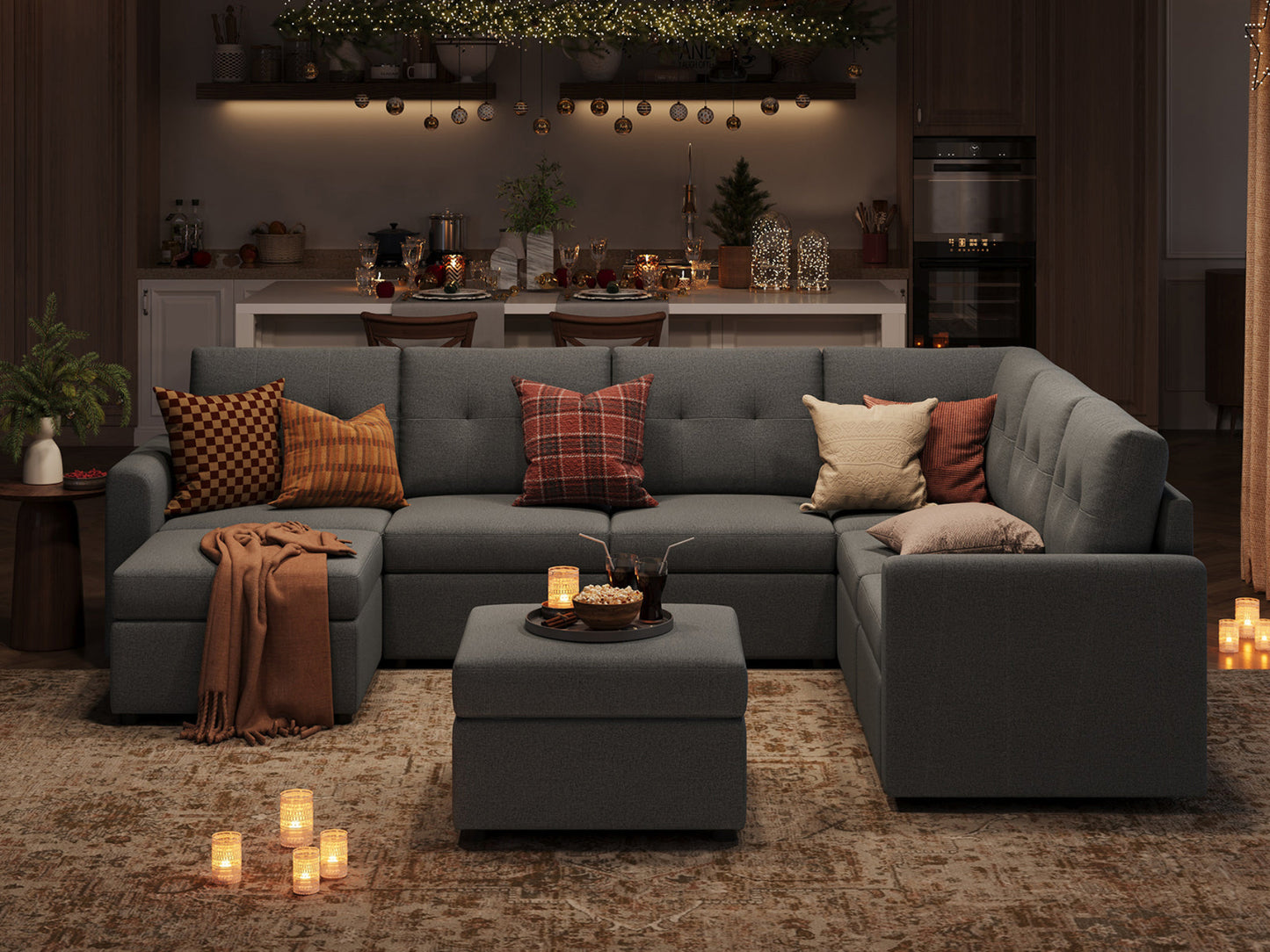 LINSY HOME RUBIK III 5 Seats with Corner & 2 Ottomans - US-LH-SPF-Sofa-S800-F11-521-0-00
