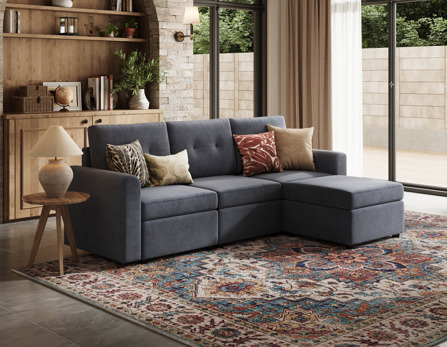 LINSY HOME RUBIK III 3 Seats with Ottoman - US-LH-SPF-Sofa-S800-F11-31-0-00