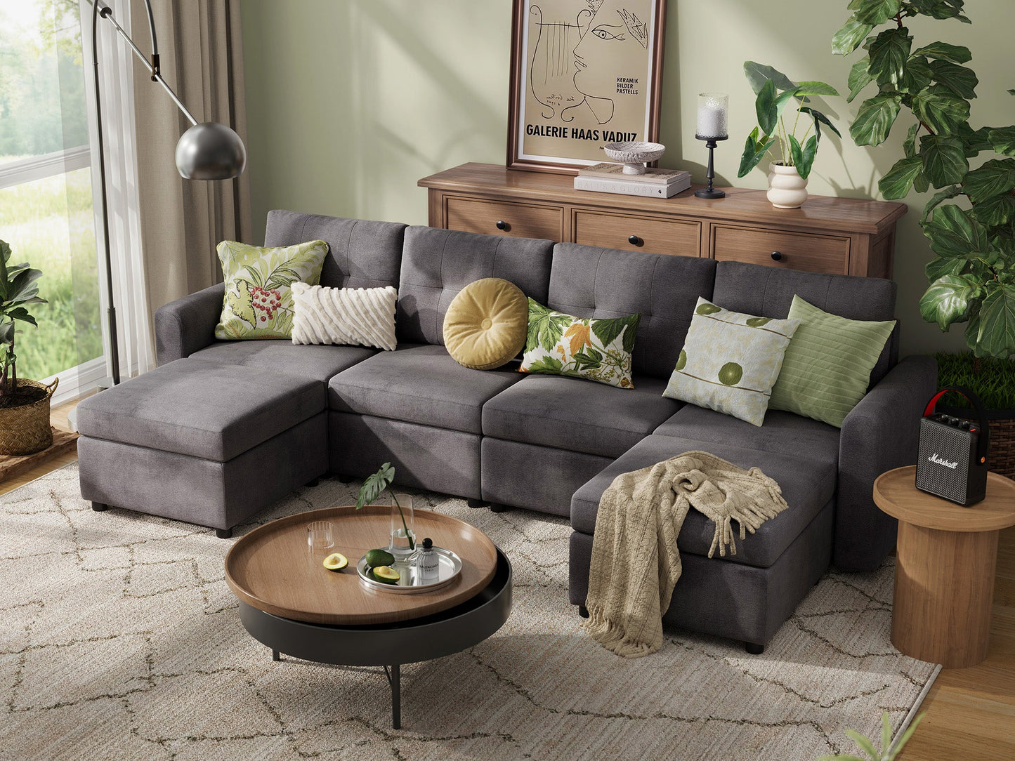 LINSY HOME RUBIK III 4 Seats with 2 Ottomans - US-LH-SPF-Sofa-S800-F11-42-0-00