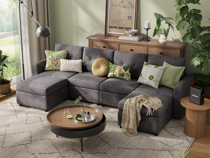 LINSY HOME RUBIK III 4 Seats with 2 Ottomans - US-LH-SPF-Sofa-S800-F11-42-0-00