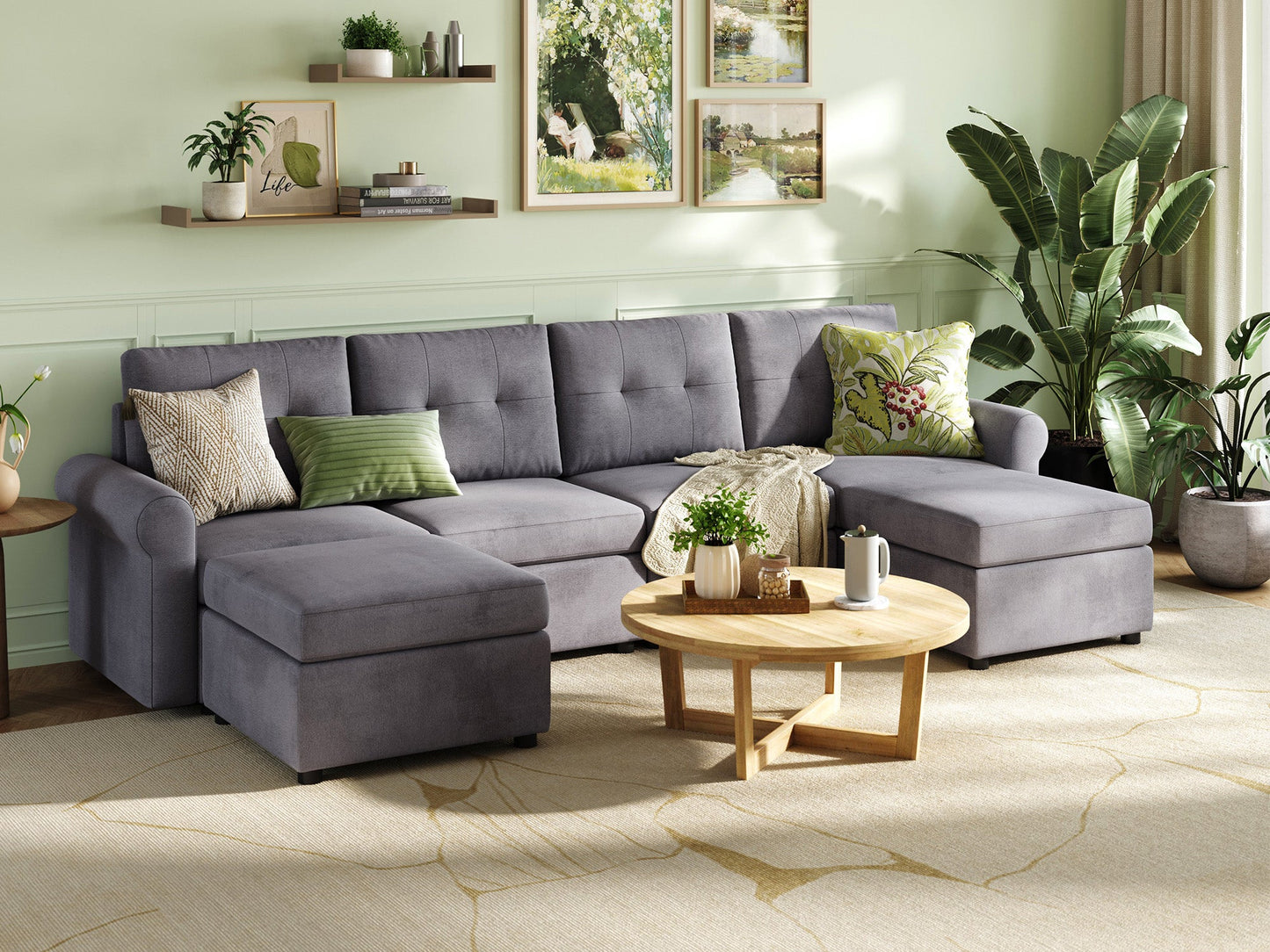LINSY HOME RUBIK III 4 Seats with 2 Ottomans - US-LH-SPF-Sofa-S800-F11-42-0-00