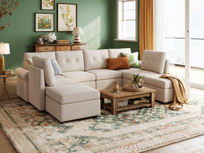 LINSY HOME RUBIK III  6 Seats with 2 Ottomans - US-LH-SPF-Sofa-S800-F11-62-0-00
