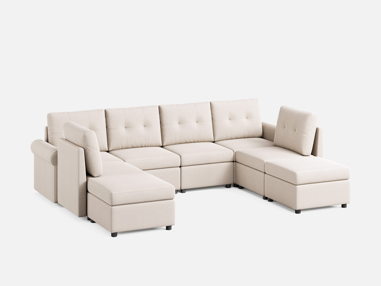 LINSY HOME RUBIK III  6 Seats with 2 Ottomans - US-LH-SPF-Sofa-S800-F11-62-0-00