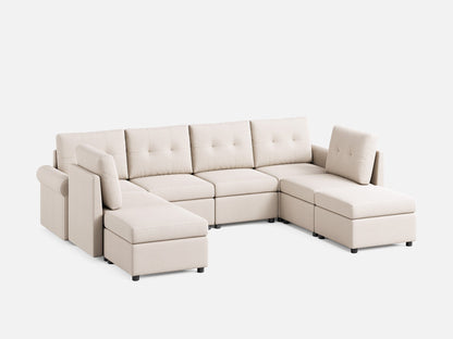 LINSY HOME RUBIK III  6 Seats with 2 Ottomans - US-LH-SPF-Sofa-S800-F11-62-0-00