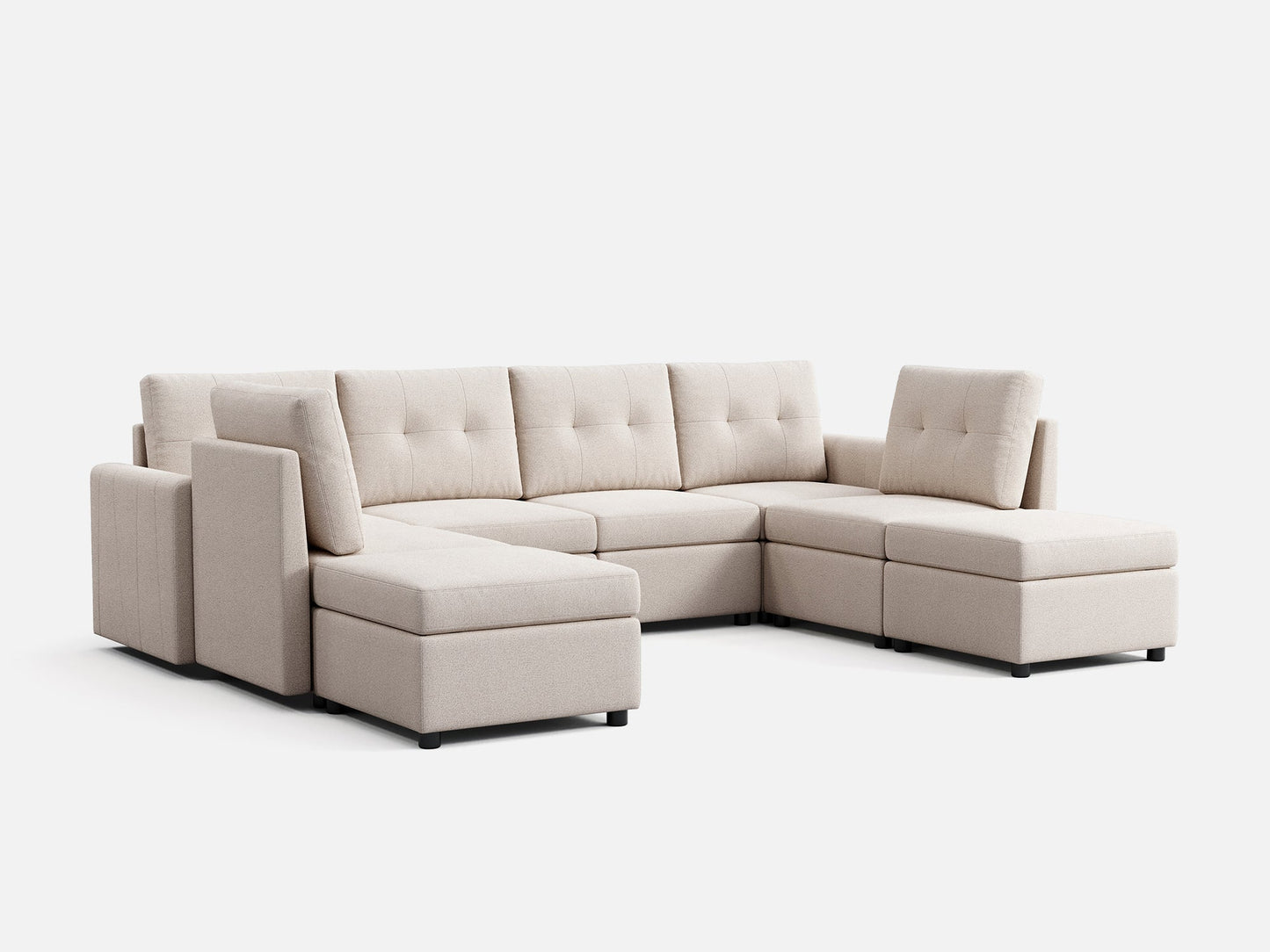 LINSY HOME RUBIK III  6 Seats with 2 Ottomans - US-LH-SPF-Sofa-S800-F11-62-0-00