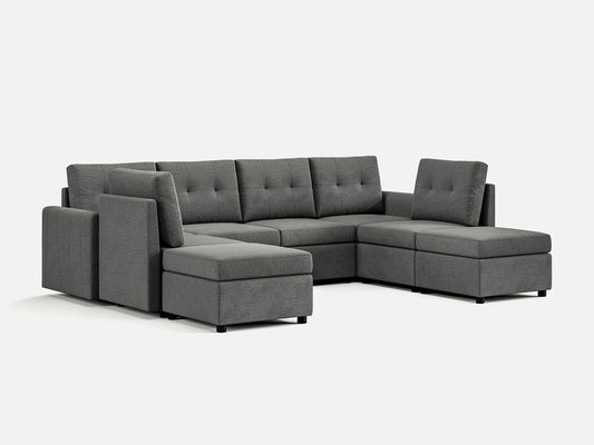 LINSY HOME RUBIK III  6 Seats with 2 Ottomans - US-LH-SPF-Sofa-S800-F11-62-0-00