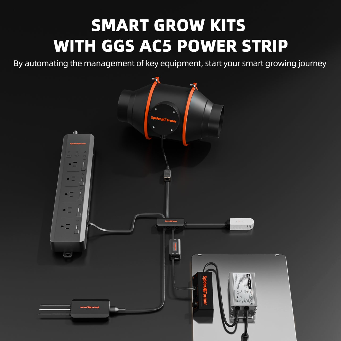 2026 Spider Farmer® 2’x2′ GGS AC5 Power Strip Complete Grow Tent Kits丨SF1000D Full Spectrum Dimmable LED丨4” Ventilation System