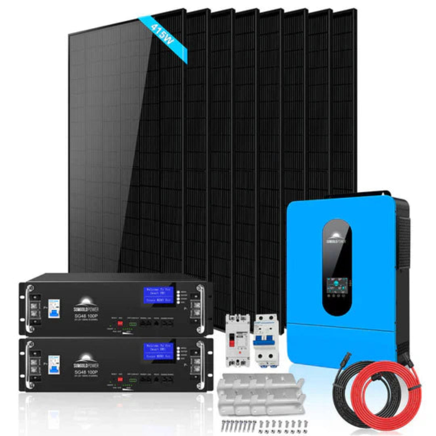 SunGold Off-Grid Solar Kit | 6500W/8000W 48VDC 120V/240V | LiFePO4 10.24KWH/20.48KWH Lithium Battery | 3320W Solar PV