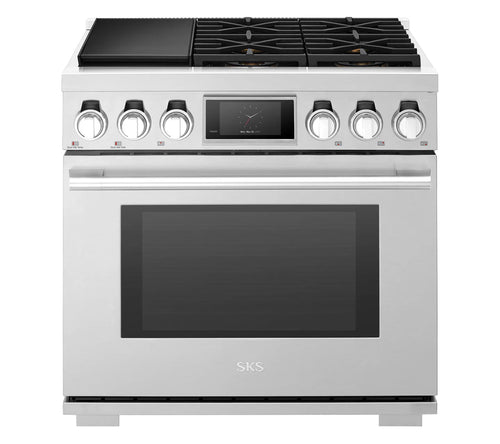 Signature Kitchen Suite SKSDR360SS 36-inch Dual-Fuel Pro Range with Steam-Combi Oven and Sous Vide Stainless Steel - SKSDR360SS