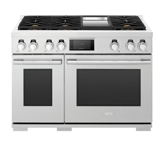 Signature Kitchen Suite SKSGR480GS 48-inch Gas Pro Range with 6 Burners and Griddle Stainless Steel - SKSGR480GS