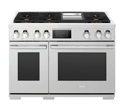 Signature Kitchen Suite SKSGR480GS 48-inch Gas Pro Range with 6 Burners and Griddle Stainless Steel - SKSGR480GS