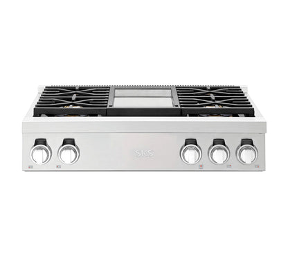Signature Kitchen Suite SKSRT360GS 36-inch Gas Pro Rangetop 4 Burners and Griddle Stainless Steel - SKSRT360GS
