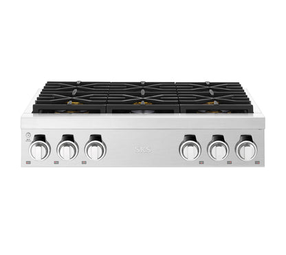 Signature Kitchen Suite SKSRT360S 36-inch Pro Rangetop with 6 Burners Stainless Steel - SKSRT360S