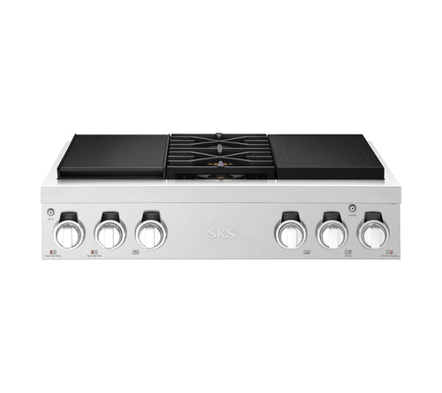 Signature Kitchen Suite SKSRT360SIS 36-inch Dual-Fuel Pro Rangetop with Sous Vide and Induction Stainless Steel - SKSRT360SIS