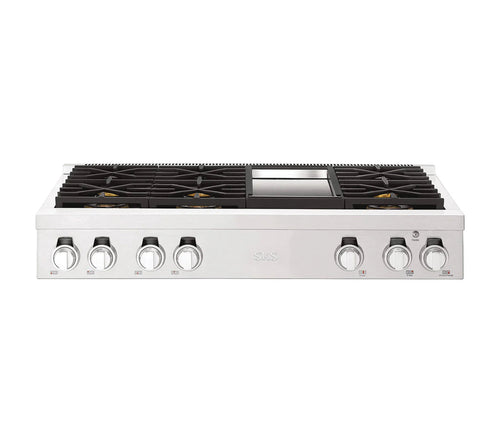 Signature Kitchen Suite SKSRT480GS 48-inch Gas Pro Rangetop 6 Burners and Griddle Stainless Steel - SKSRT480GS