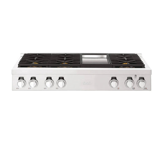 Signature Kitchen Suite SKSRT480GS 48-inch Gas Pro Rangetop 6 Burners and Griddle Stainless Steel - SKSRT480GS