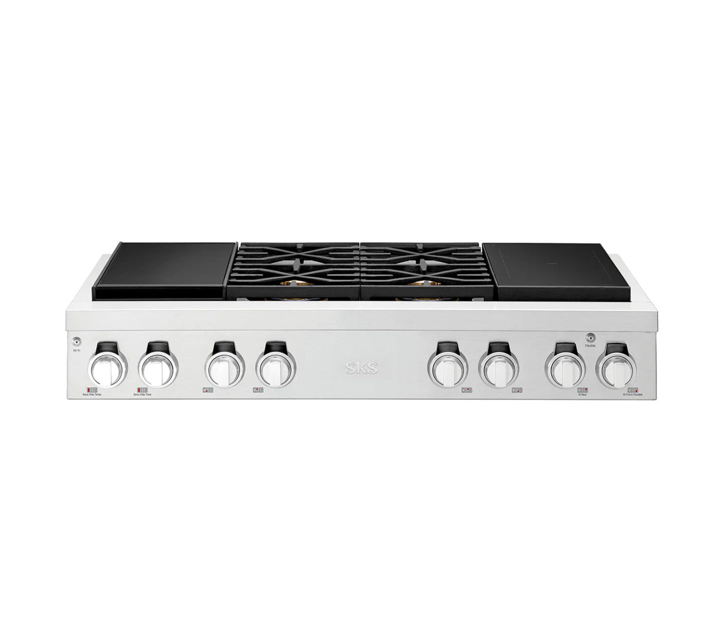 Signature Kitchen Suite SKSRT480SIS 48-inch Dual-Fuel Pro Rangetop with Sous Vide and Induction Stainless Steel - SKSRT480SIS