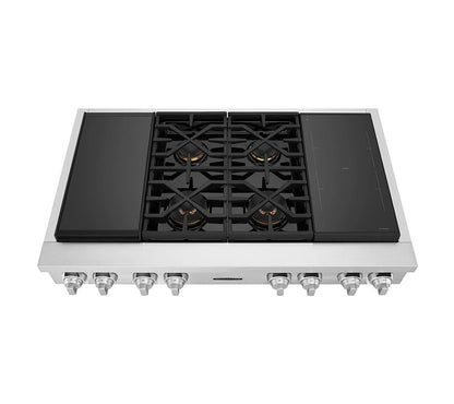 Signature Kitchen Suite SKSRT480SIS 48-inch Dual-Fuel Pro Rangetop with Sous Vide and Induction Stainless Steel - SKSRT480SIS