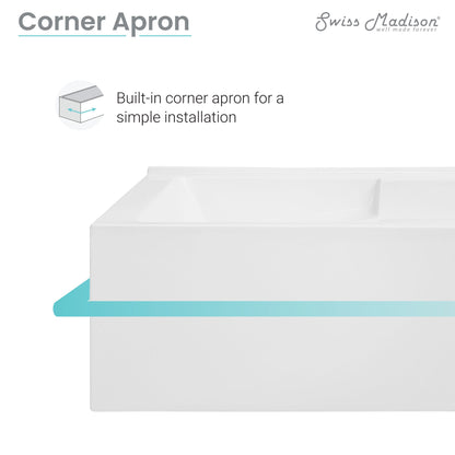 Swiss Madison Claire 60" x 32" Left-Hand Drain Drain Alcove Tub with Corner Apron - SM-AB570 - Backyard Provider