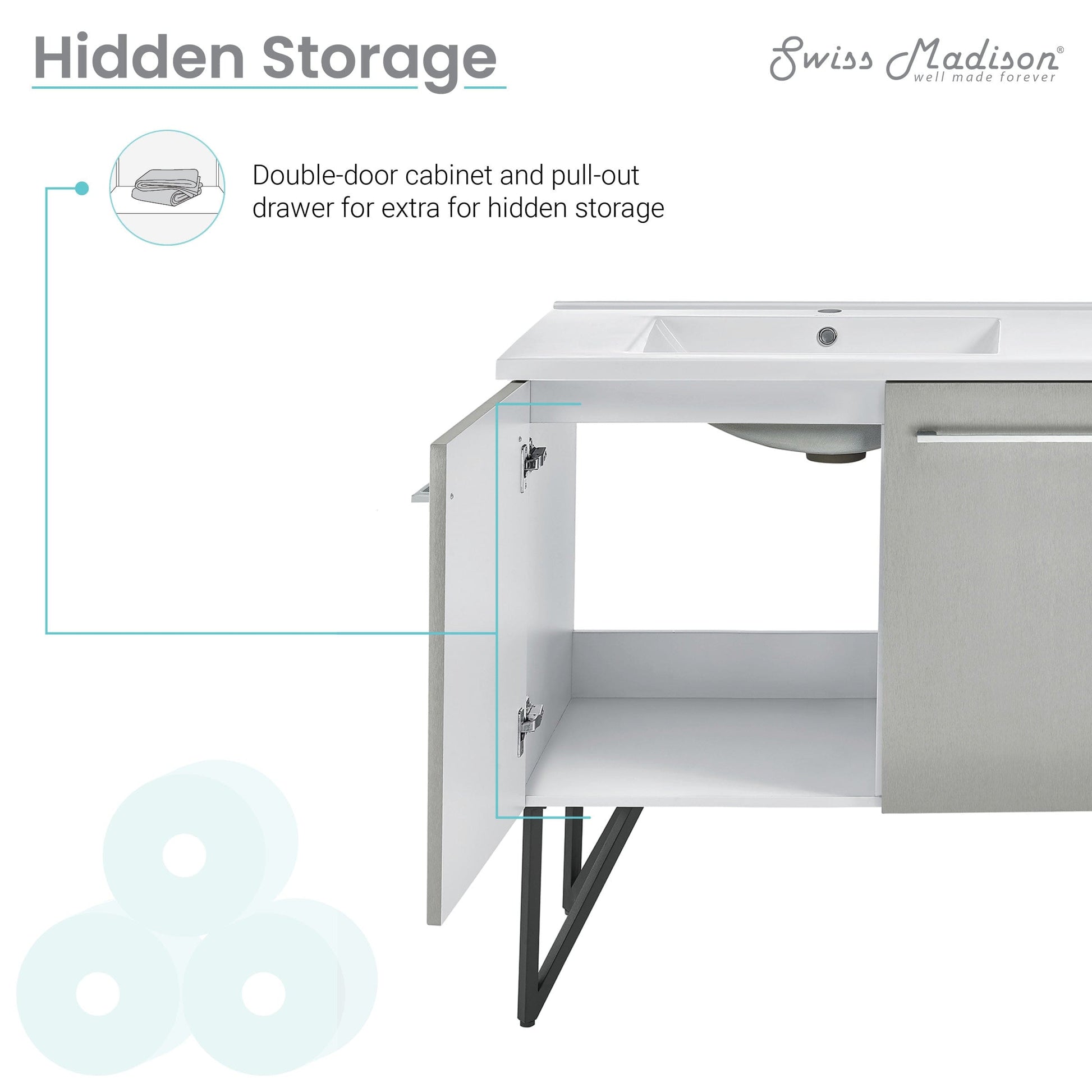 Swiss Madison Annecy 60" Bathroom Vanity in Brushed Grey - SM-BV236 - Backyard Provider