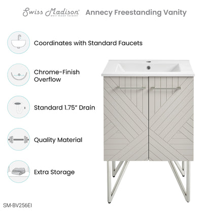 Swiss Madison Annecy 24" Bathroom Vanity in Mayhem Greige - SM-BV256EI - Backyard Provider