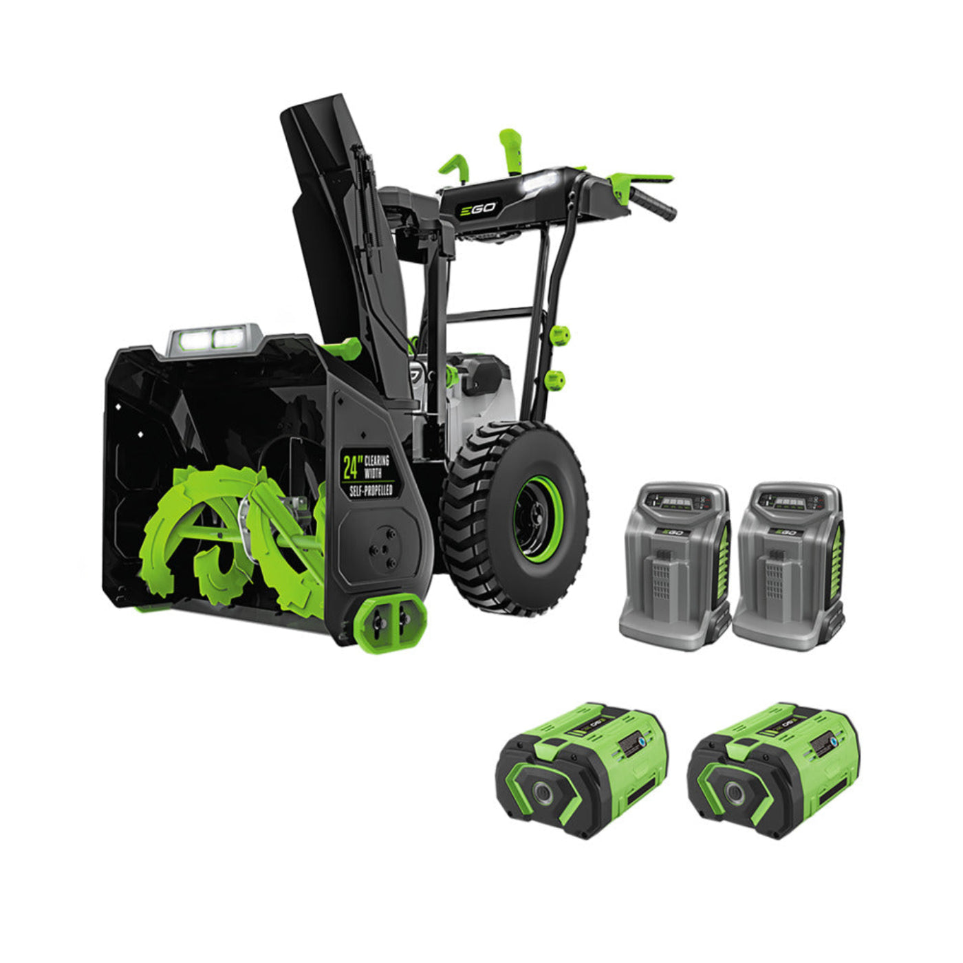 EGO Power+ 24" 2-Stage Snow Thrower with (2) 10Ah Batteries and (2) 550W Rapid Chargers - SNT2406