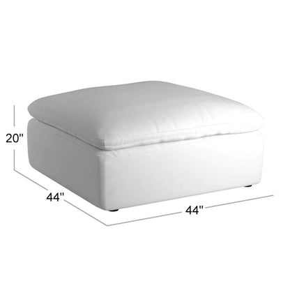 Sunset Trading Cloud Puff Slipcovered 44" Square Sectional Modular Ottoman | Stain Resistant Performance Fabric | Ocean Blue  - SU-145830-391043